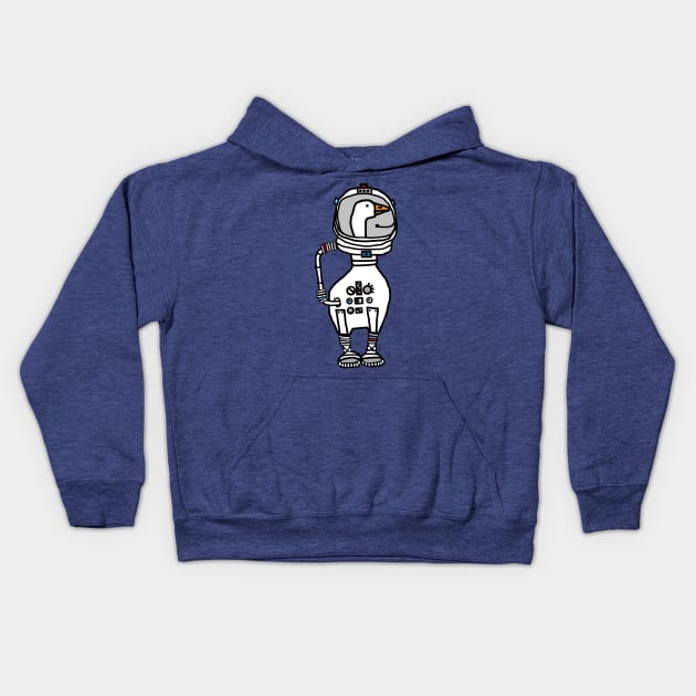 Space Goose Sci Fi Astronaut Kids Hoodie by ellenhenryart